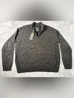 Men’s Emerald Isle Irish Knitwear Charcoal Quarter-Zip Sweater